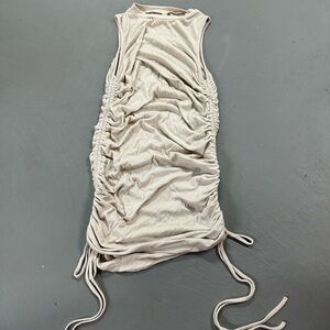 Ruched Sleeveless Beige Dress